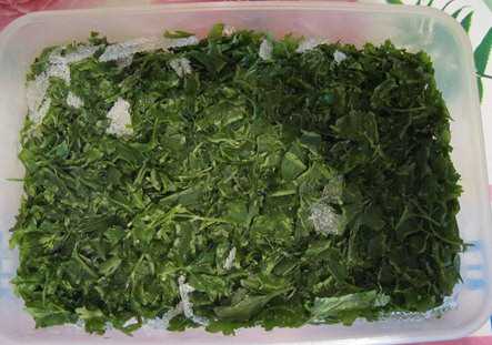 Можно нарезанную зелень разложить небольшими порциями по пакетикам