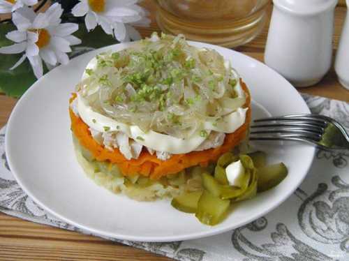 Такой салатик можно и к завтраку, и на ужин подать благодаря его легкости, и к праздничному столу в самый раз будет отварное куриное мясо граммвареные вкрутую яйца шт